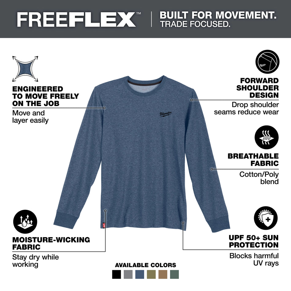 Milwaukee 604BL-L, HYBRID WORK TEE- LS BLUE L