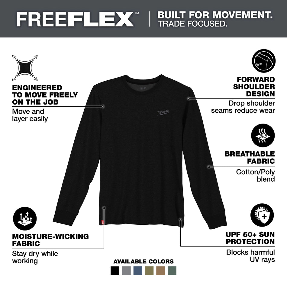 Milwaukee 604B-XL, HYBRID WORK TEE- LONG SLEEVE BLACK XL