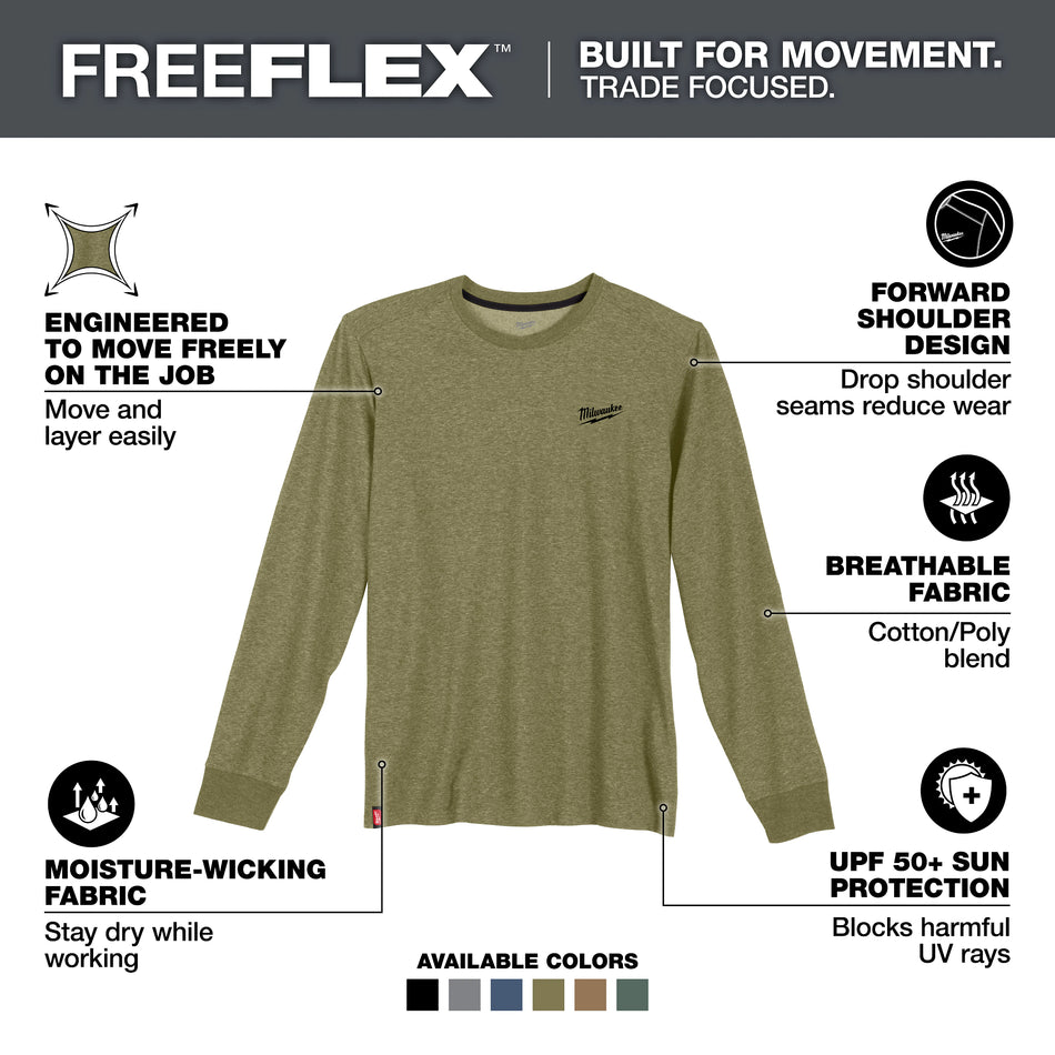 Milwaukee 604GN-XL, HYBRID WORK TEE - LS GREEN XL