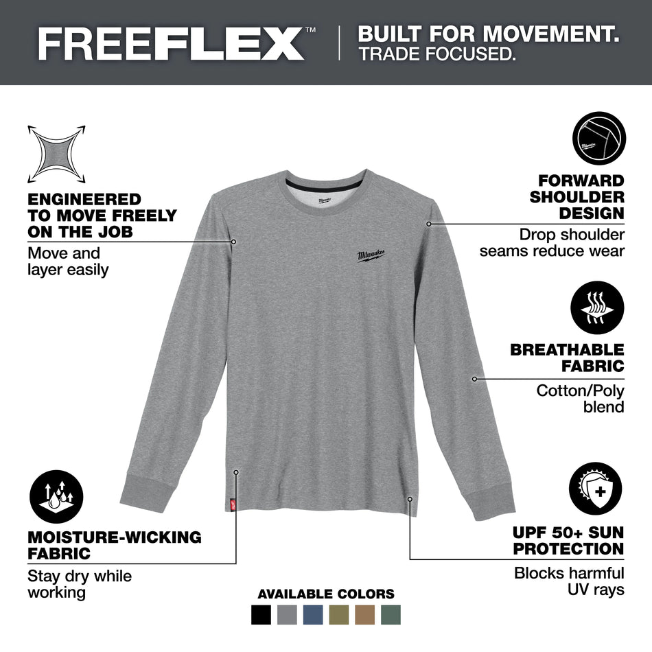 Milwaukee 604G-2X, HYBRID WORK TEE- LS GRAY 2X
