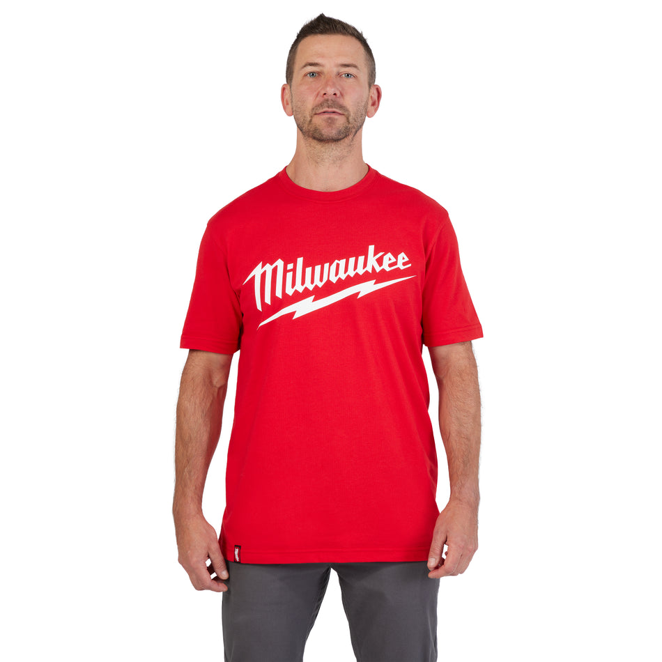 Milwaukee 607R-M, BIG LOGO WORK TEE SS - RED M