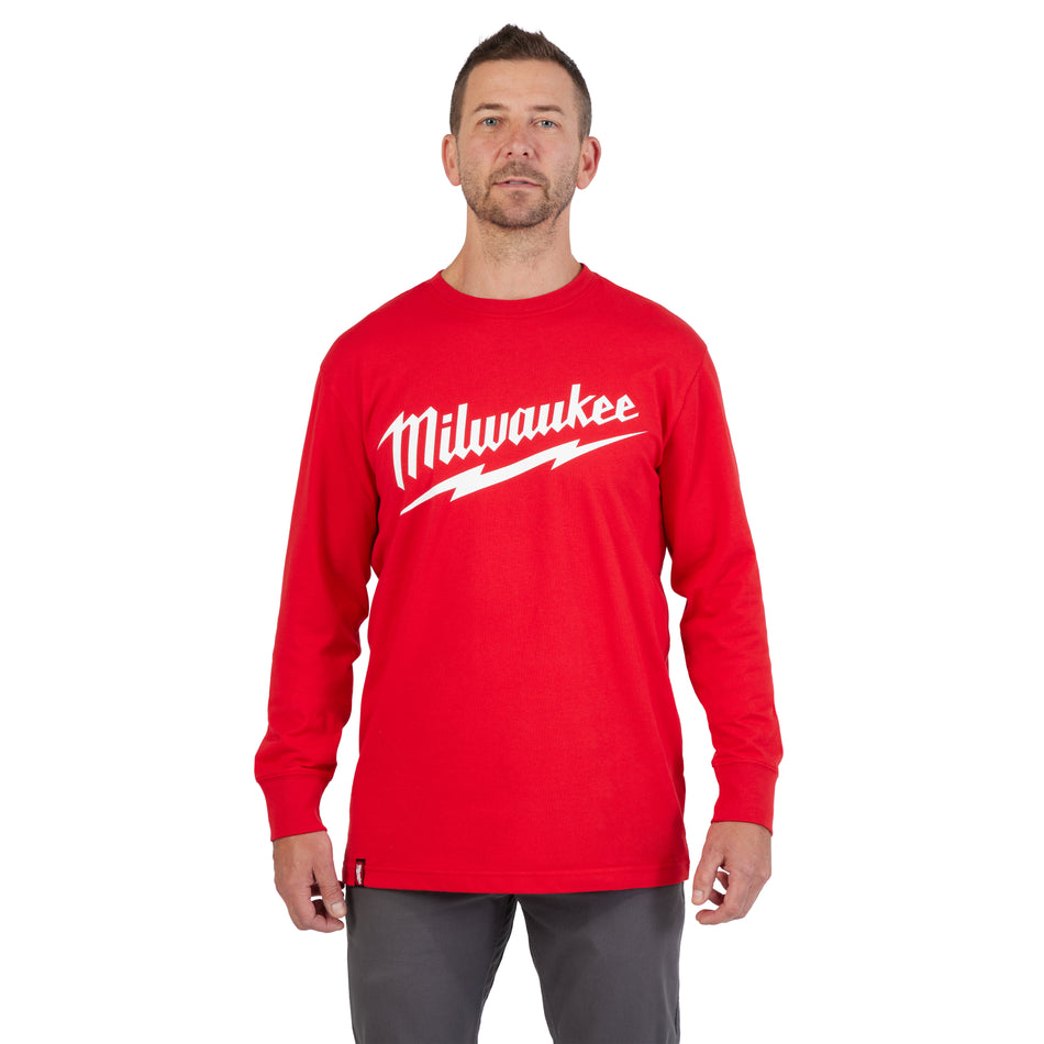 Milwaukee 608R-M, BIG LOGO WORK TEE LS - RED M