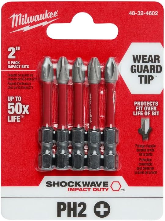 Milwaukee 48-32-4602, SHOCKWAVE™ Impact Duty 2" Phillips #2 Power Bits (5 PK)