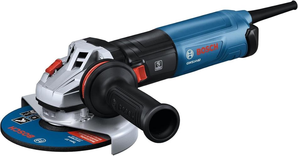 BOSCH GWS14-60, 6 In. Angle Grinder with Slide Switch Compact Powerful, and Ergonomic for Grinding and Cutting Applications