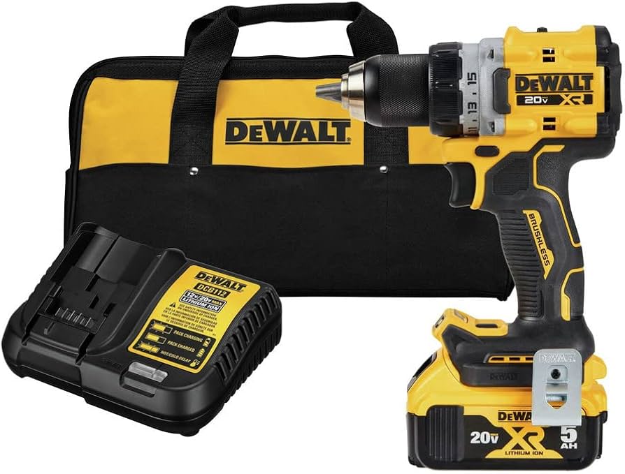 DEWALT DCD800P1, 20V MAX XR 1/2″ Drill/Driver Kit with 5Ah Battery and Charger
