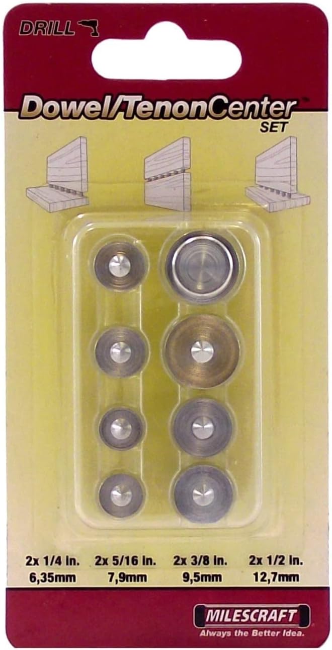 Milescraft 5343, 8 pc. Dowel/Tenon Center Set (1/4", 5/16", 3/8", 1/2")