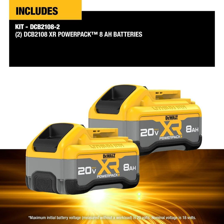 DEWALT DCB2108-2, 20V MAX XR POWERPACK 8.0Ah Battery 2-Pack