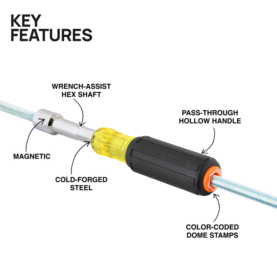 Klein Tools 65456MAG, Color-Coded Magnetic Hollow-Shaft Heavy-Duty Nut Driver Set, 6-Piece