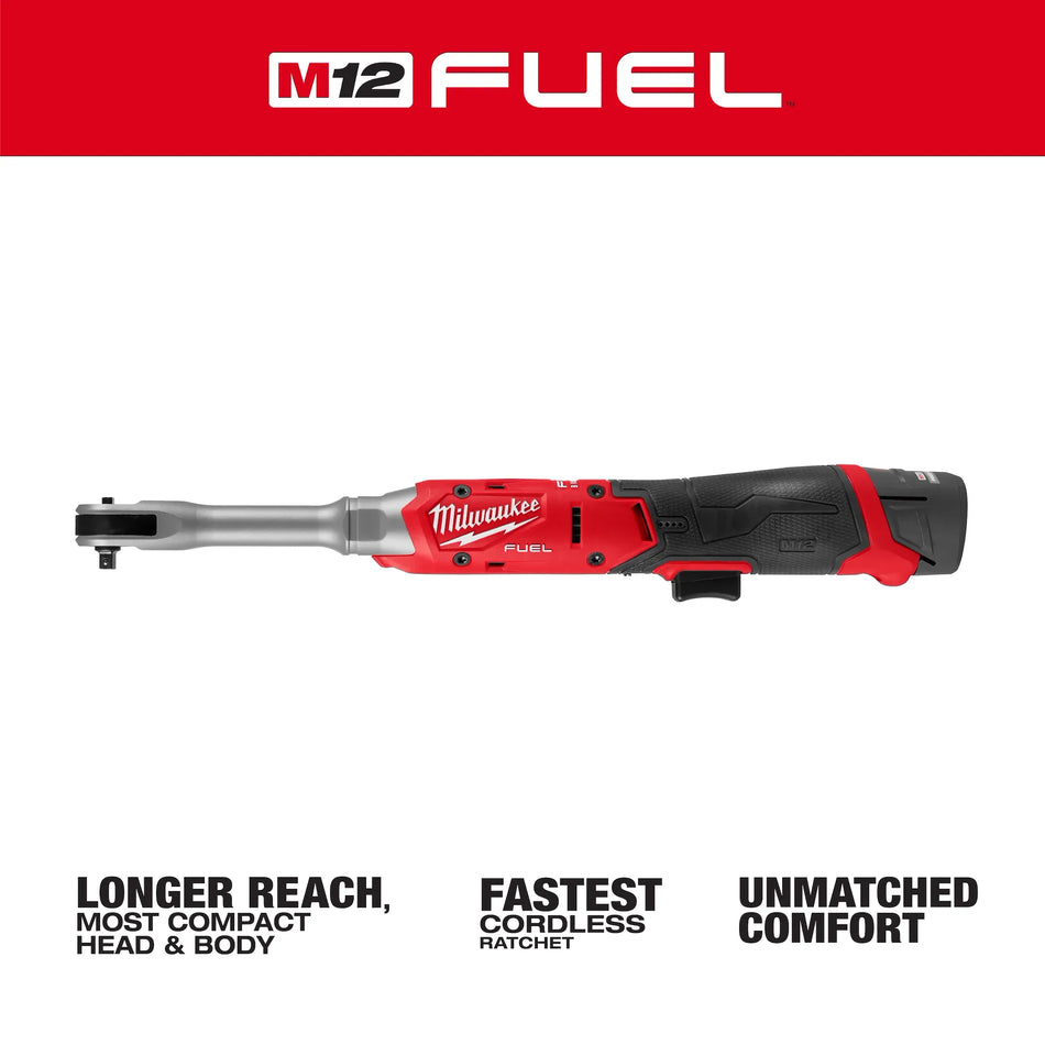 Milwaukee 3058-21, M12 FUEL™ 1/4" Extended Reach Ratchet Kit