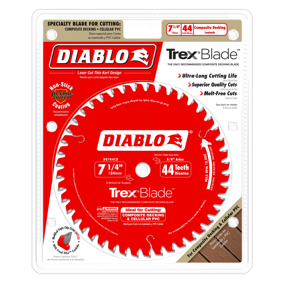 Diablo D0744CDC, 7-1/4 x 44T Composite Decking Blade