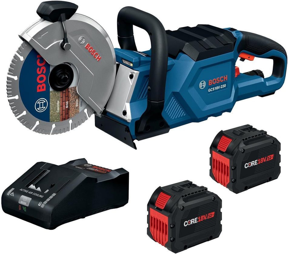 BOSCH GCS18V-230N212, 18V Brushless 9 In. Cutoff Saw Kit with (2) CORE18V® 12 Ah Batteries