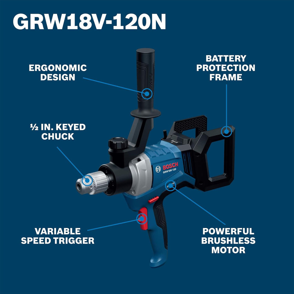 BOSCH GRW18V-120N, ½ In. Chuck Mud Mixer
