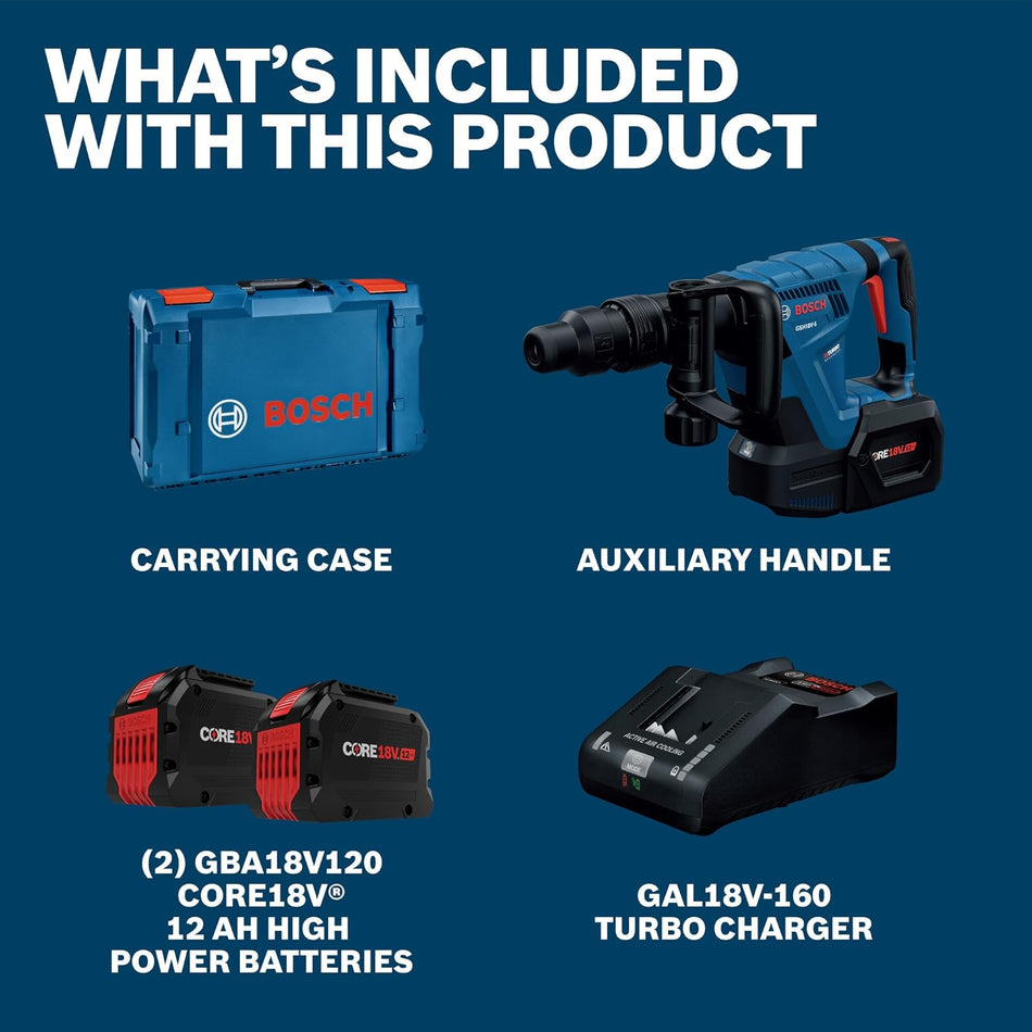 BOSCH GSH18V-5L212, PROFACTOR™ SDS-max® Demolition Hammer with L-Boxx-2 and (2) 12 Ah PROFACTOR™ Batteries