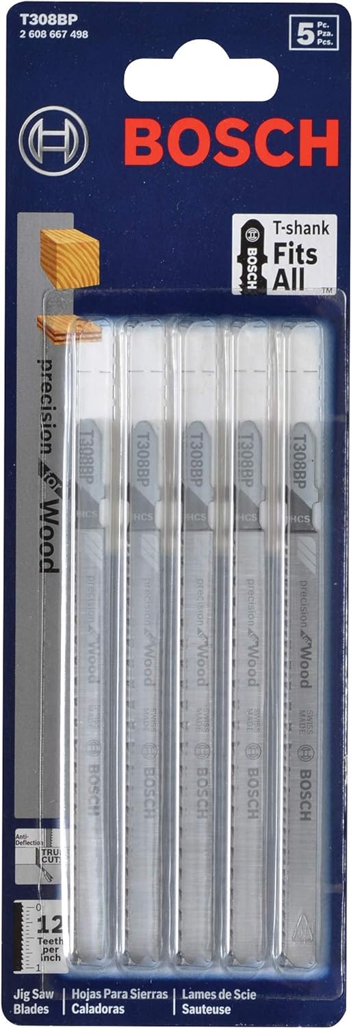 BOSCH T308BP, Precision For Wood Jigsaw Blade (5pk)