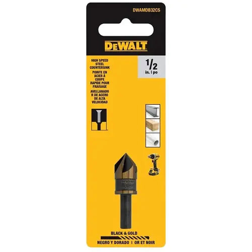 DEWALT DWAMDB32CS, Shell DW 1/2 in Black & Gold Hi-Speed Steel Countersink