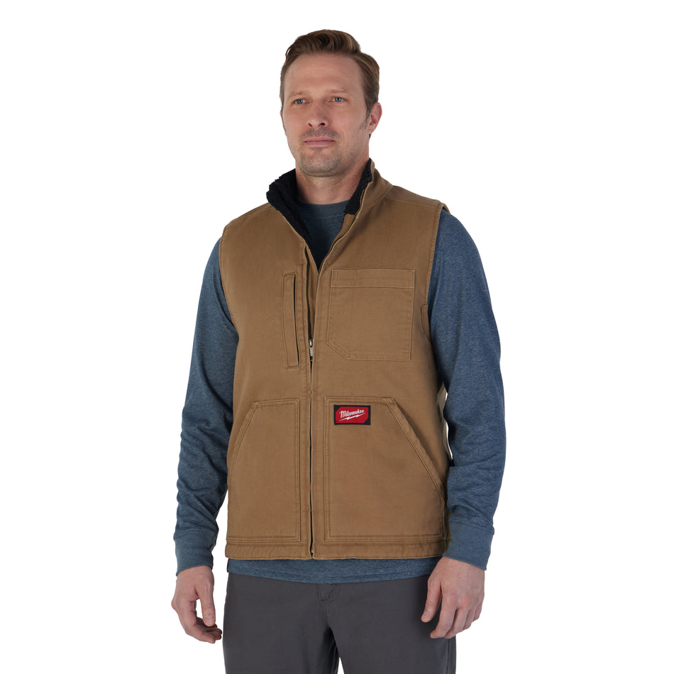 Milwaukee 801BR-M, HEAVY DUTY SHERPA-LINED VEST - BROWN M