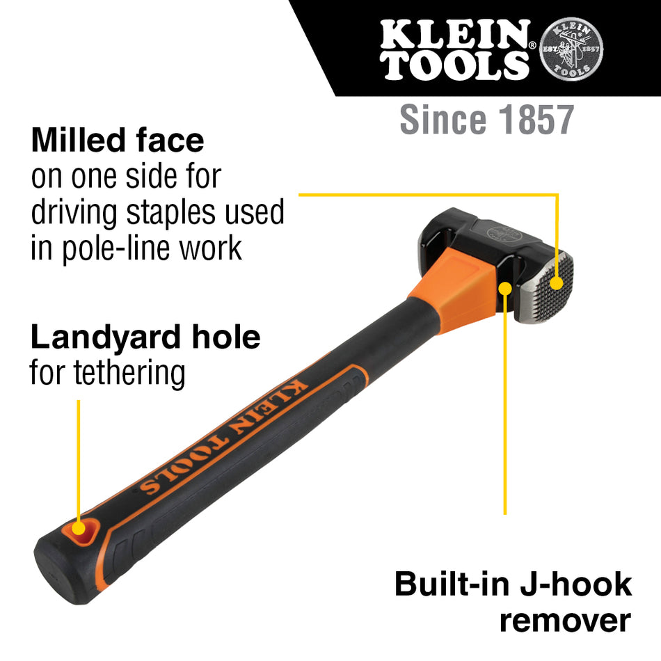 Klein Tools 809-36MF, Lineman's Milled-Face Hammer