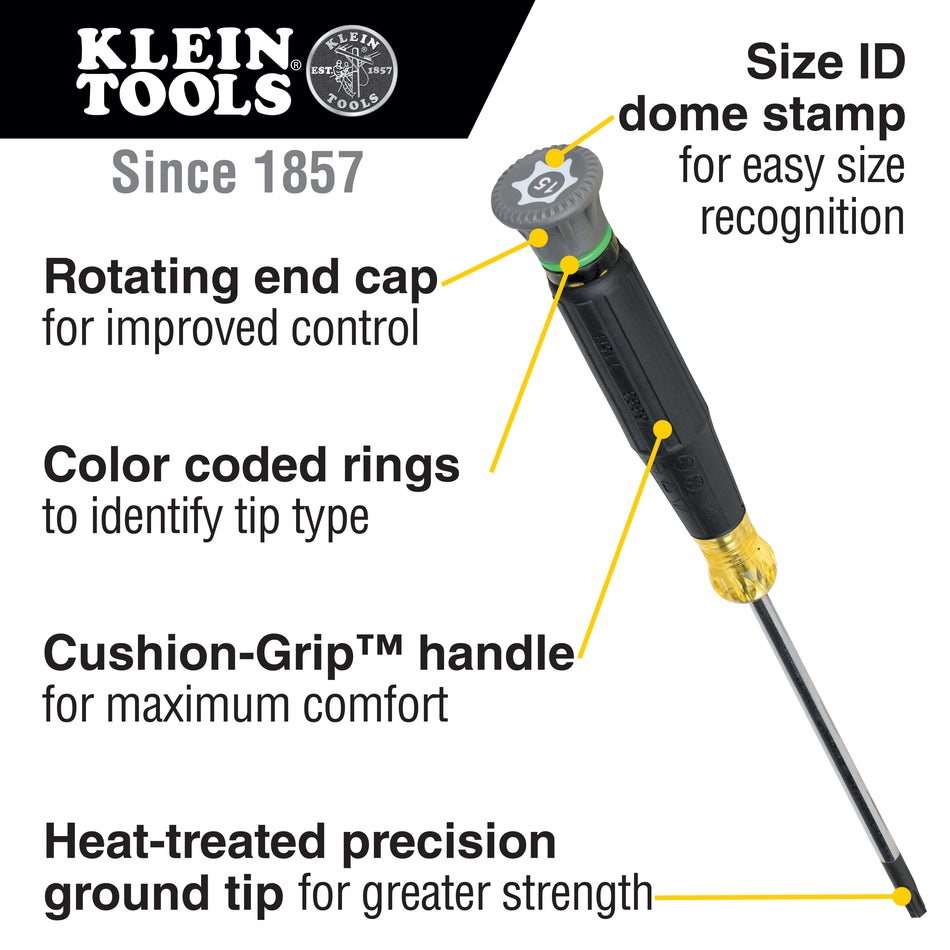 Klein Tools  85617, Precision Screwdriver Set, Slotted, Phillips, and TORX® 8-Piece