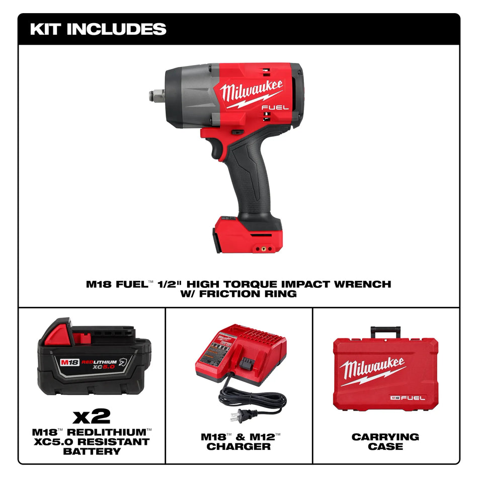 Milwaukee 2967-22, M18 FUEL™ 1/2" High Torque Impact Wrench w/ Friction Ring Kit