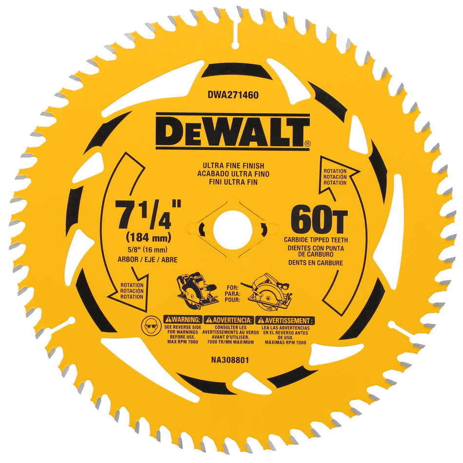 DEWALT DWA271460B10, 7-1/4 in. 60T Circular Saw Blade