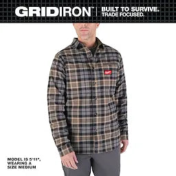 Milwaukee M551G, GRIDIRON™ Flannel Shirt Gray - L
