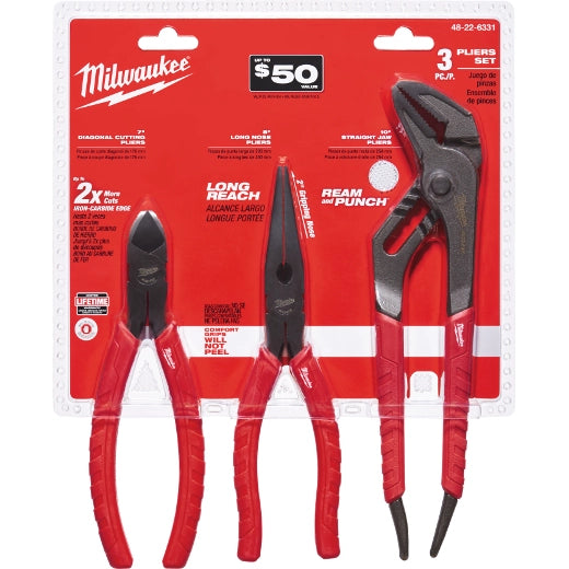 Milwaukee 48-22-6331, 3 pc Comfort Grip Pliers Kit