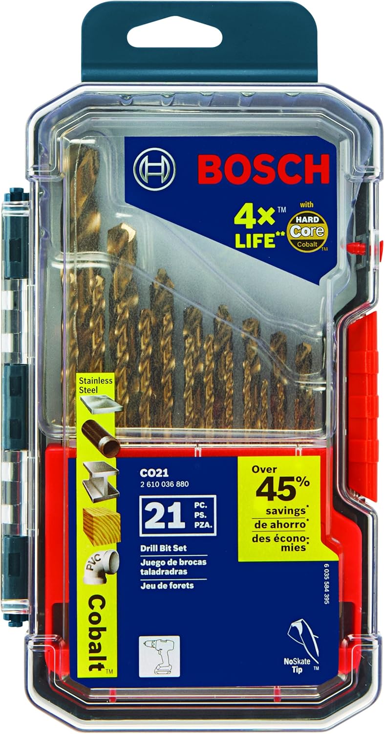 BOSCH CO21, 21 Piece Cobalt Coated Drill Bit Set