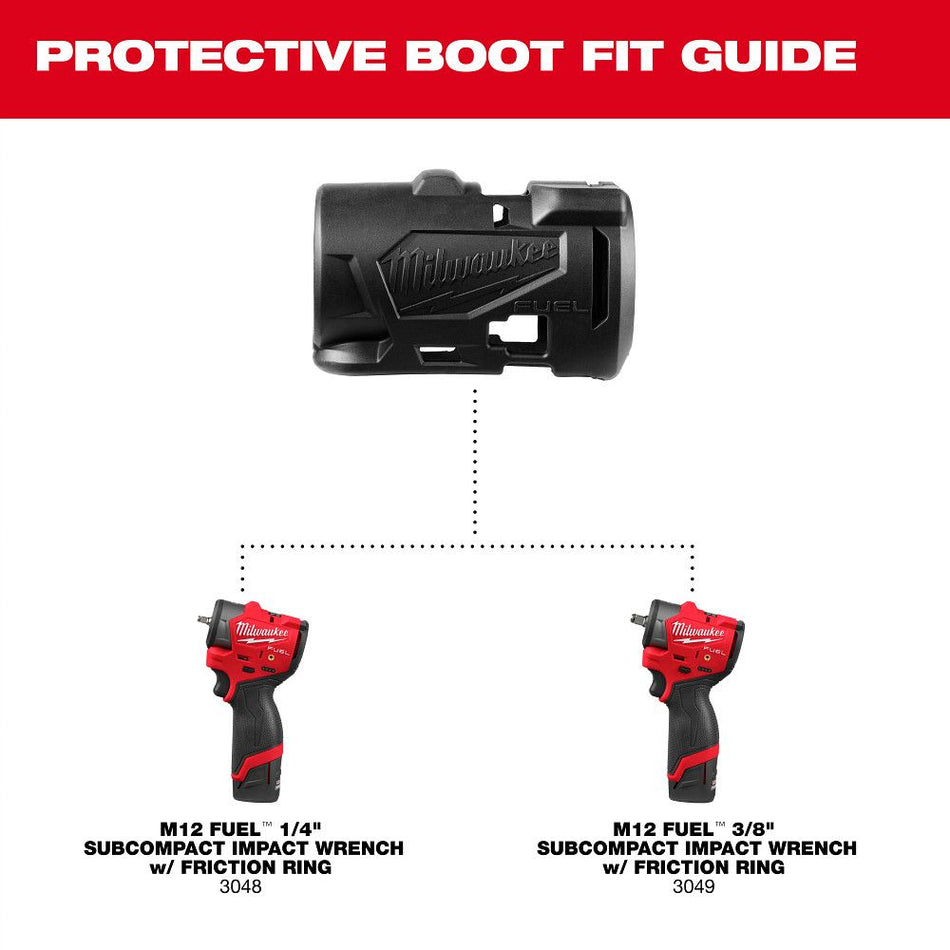 Milwaukee 49-16-3049, M12 FUEL™ 1/4" & 3/8" Subcompact Impact Wrench w/ Friction Ring Protective Boot