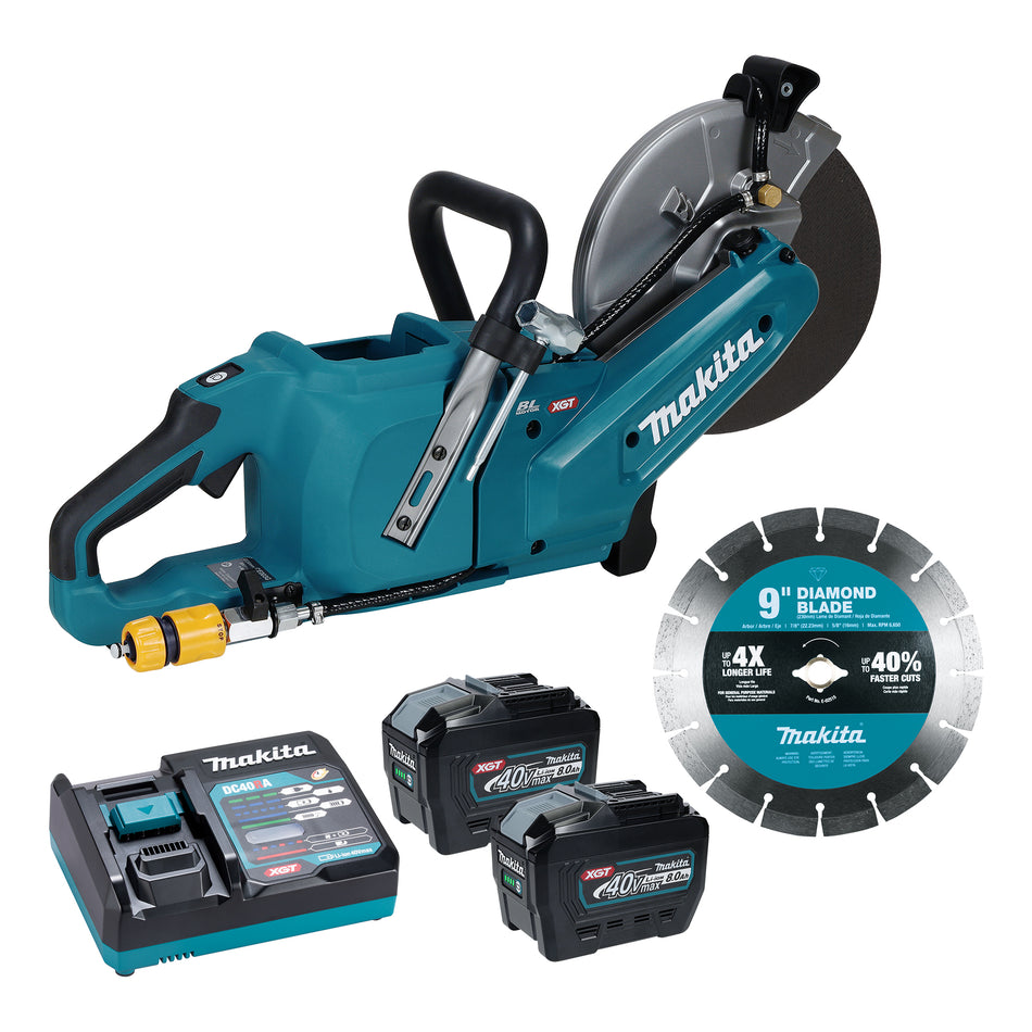 Makita CE003GL201, 40Vmax XGT Brushless 9" Power Cutter, 8.0Ah x2Kit