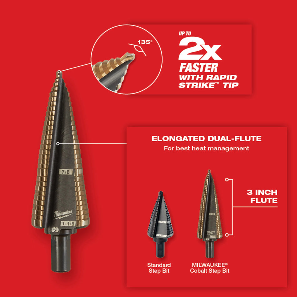 Milwaukee 48-89-9281, Cobalt Step Drill Bit #1 (1/8"-1/2")