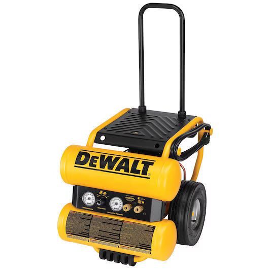 DEWALT D55154, 1.1 HP Continuous 4 Gallon Electric Wheeled Dolly-Style Air Compressor with Panel