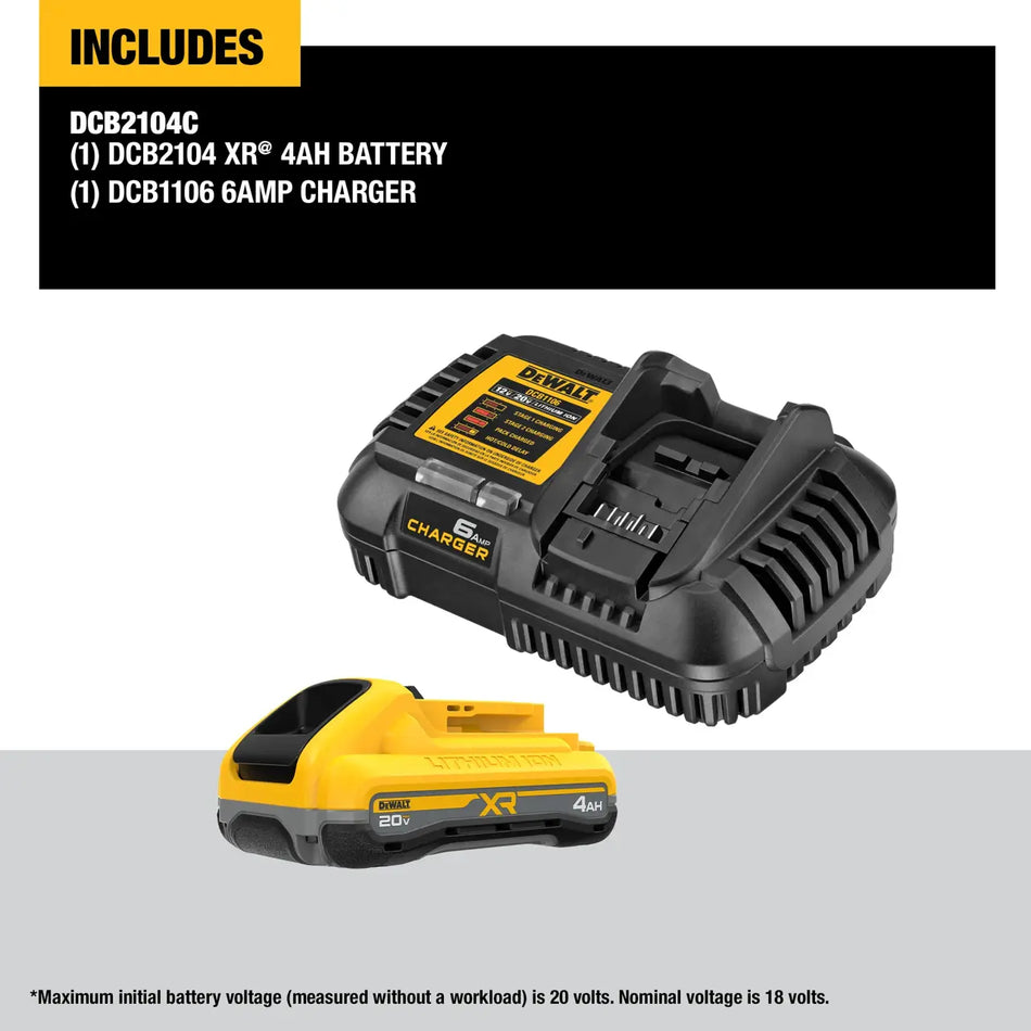 DEWALT DCB2104C, 20V MAX* XR POWERPACK™ 4Ah Battery + Charger Kit