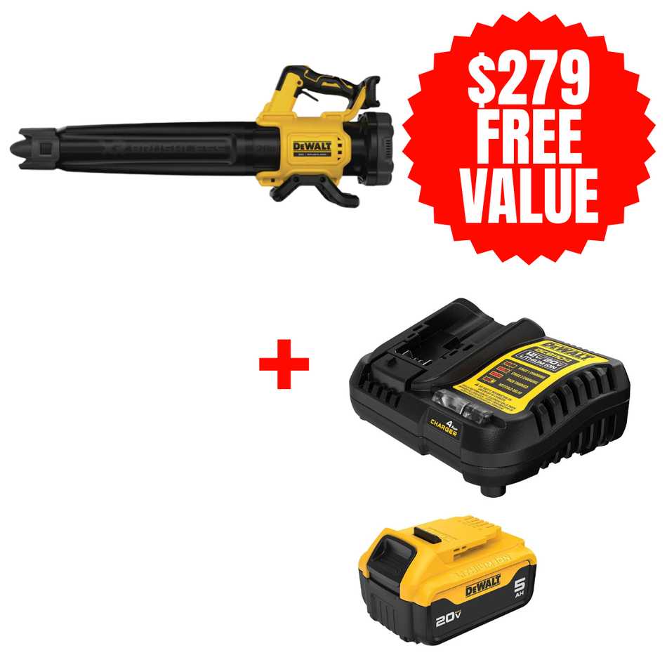 DCBL722B + DCB205C, 20V MAX GEN 2 Brushless Axial Blower (Tool Only) + FREE 20V MAX 5.0 AH STARTER KIT