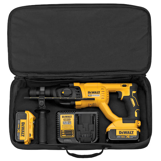 DEWALT DCH133M2, 20V MAX XR Brushless 1'' D-Handle Rotary Hammer Kit