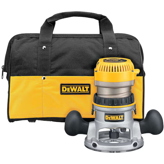DEWALT DW618K, 2-1/4 HP (maximum motor HP) EVS Fixed Base Router Kit with Soft Start