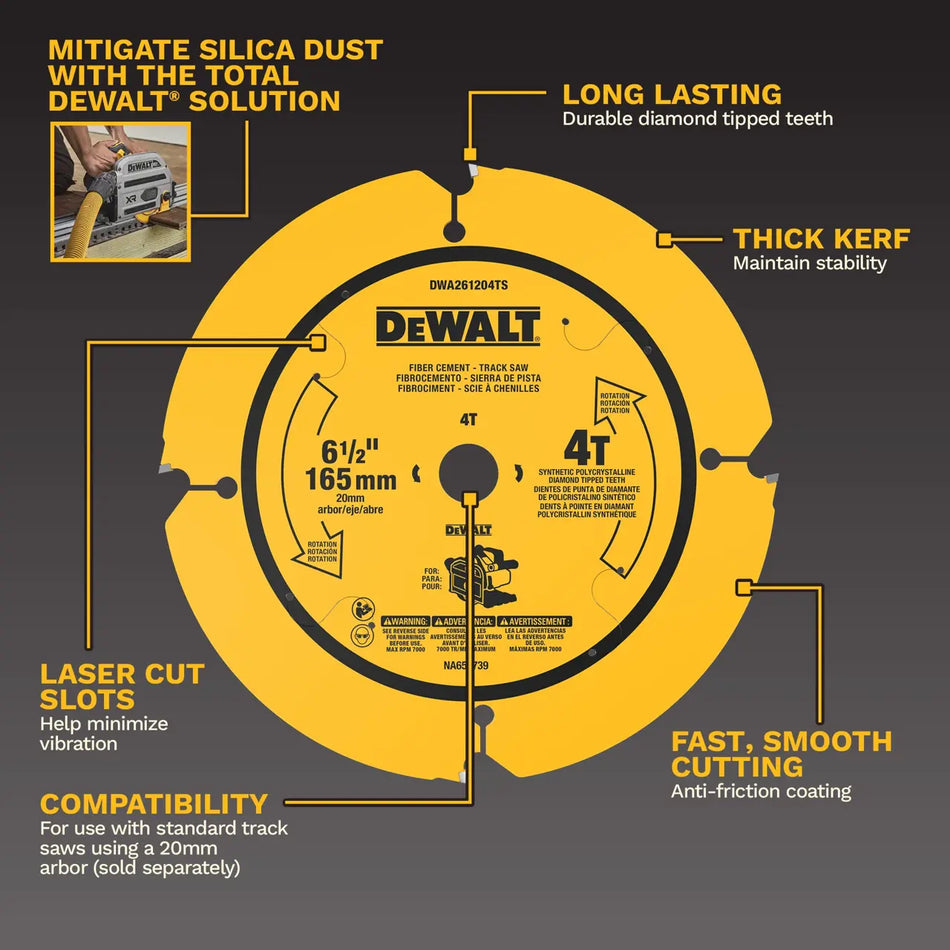 DeWalt DWA261204TS, 6-1/2 in. 4T Fiber Cement Track Saw Blade