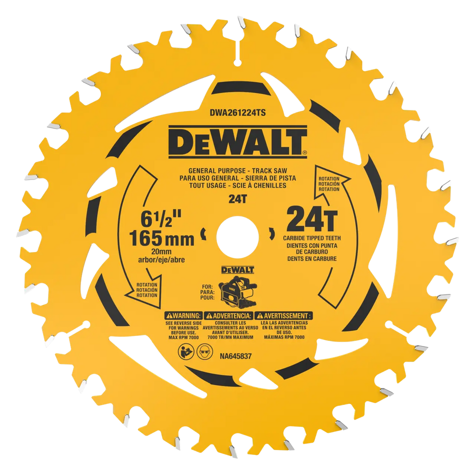 DeWalt DWA261224TS, 6-1/2 in. 24T General Purpose Track Saw Blade