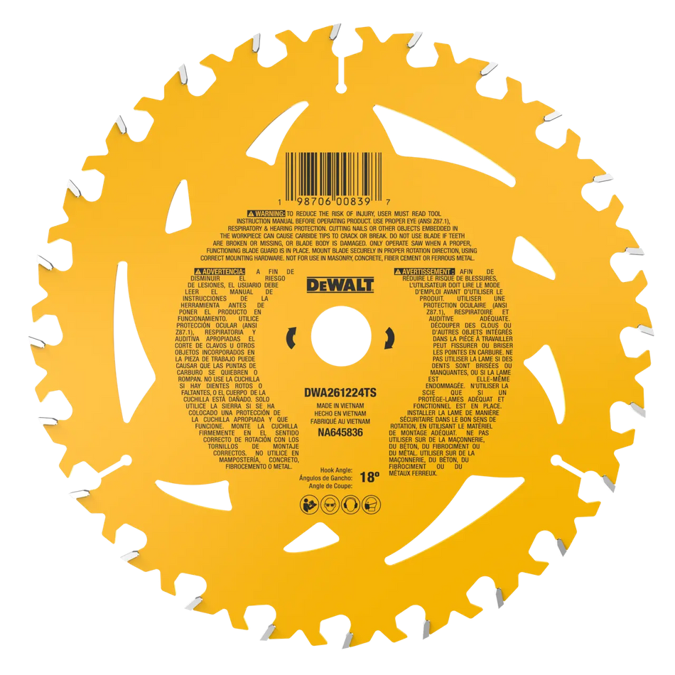 DeWalt DWA261224TS, 6-1/2 in. 24T General Purpose Track Saw Blade