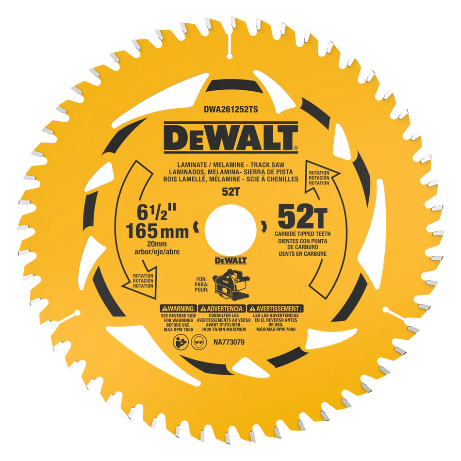 DeWalt DWA261252TS, 6-1/2 in. 52T Laminate And Melamine Track Saw Blade