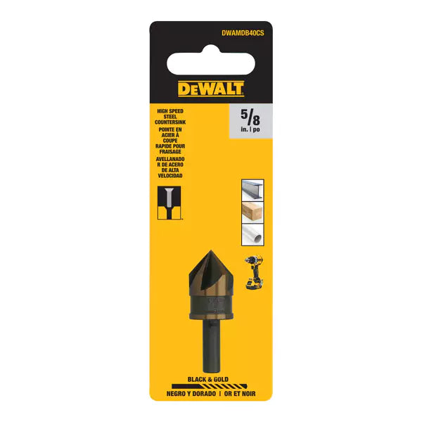DEWALT DWAMDB40CS, Shell DW 5/8 in Black & Gold Hi-Speed Steel Countersink