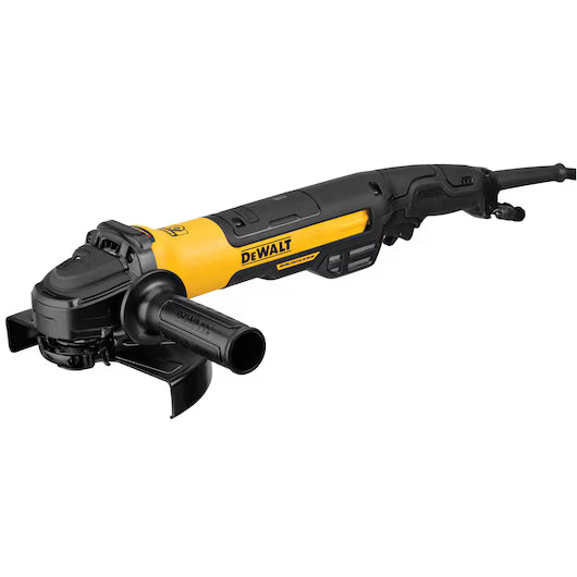 DEWALT DWE43840CN, 7'' Brushless Rat Tail Trigger Grinder 13Amp, 8,000rpm, E-Clutch, Kickback Brake, Brake, Lanyard Ready, Pipeline Cover (No Lock On Switch)