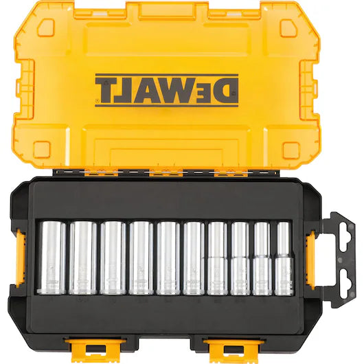 DEWALT DWMT73814, 10 pc 1/2'' Drive Deep Socket Set