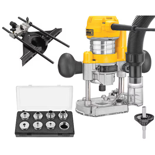 DEWALT DWP611PK, 1-1/4 HP MAX Torque Variable Speed Compact Router Combo Kit with LED's