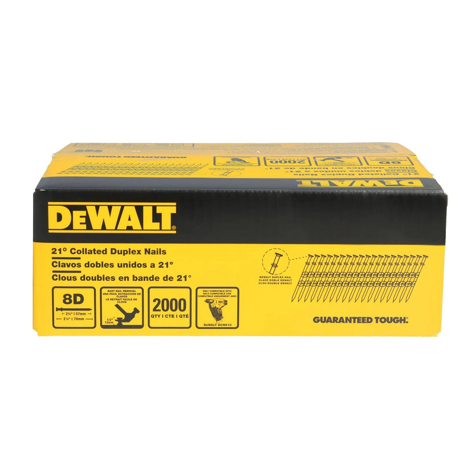 DEWALT DN275, 21 Degree Collated 8D Duplex Nails (2000/box)