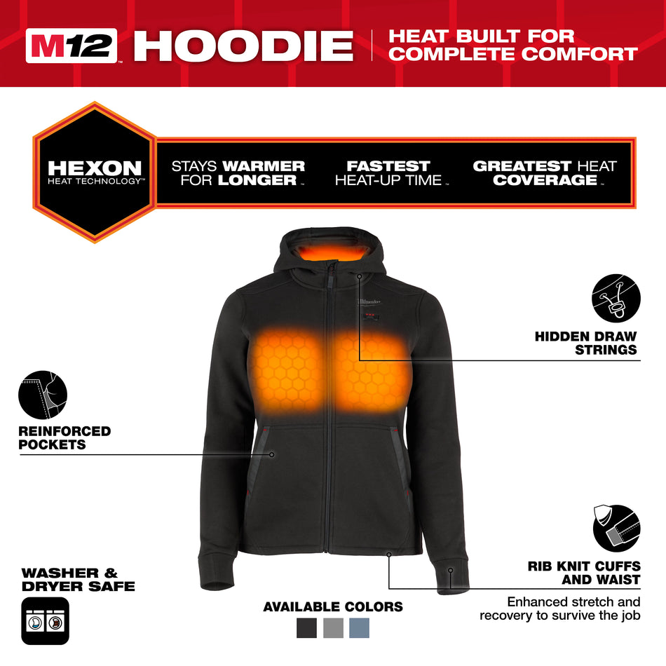 Milwaukee F200B-21, M12 BLACK HEAT WOMENS HOODIE KIT