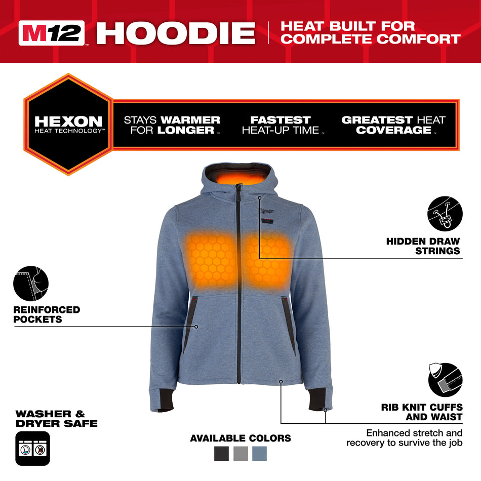 Milwaukee F200U-21, M12 BLUE HEAT WOMENS HOODIE KIT