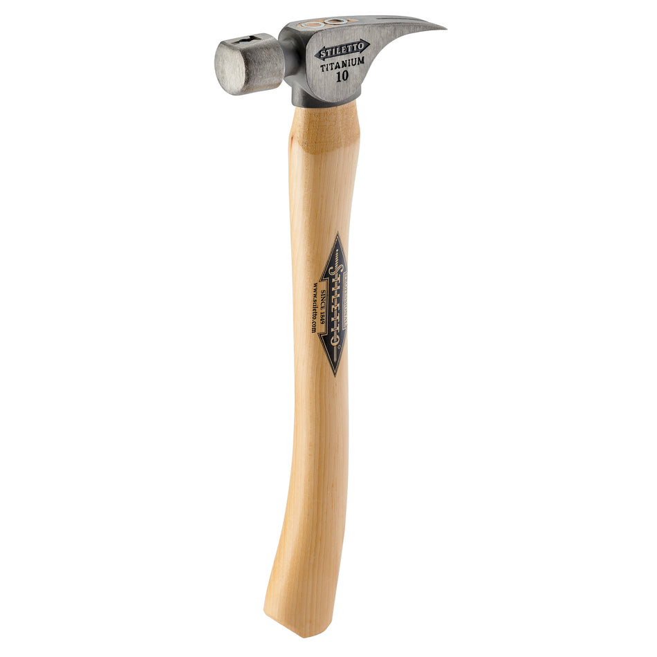 Stiletto FH10C, 10oz Titanium Finish Hammer, Smooth Face, 14.5" Curved Hickory Handle