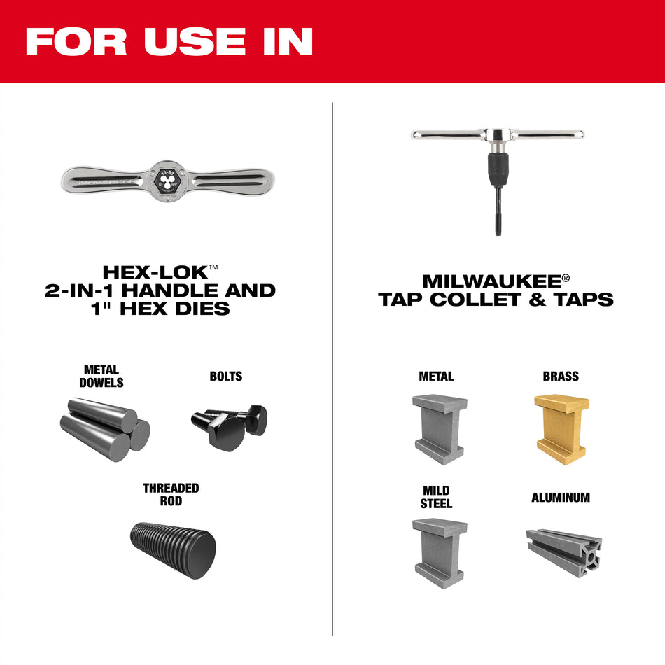 Milwaukee 49-22-5604, 38PC SAE Tap & Die PACKOUT™ Set w/ Hex-LOK™ 2-in-1 Handle