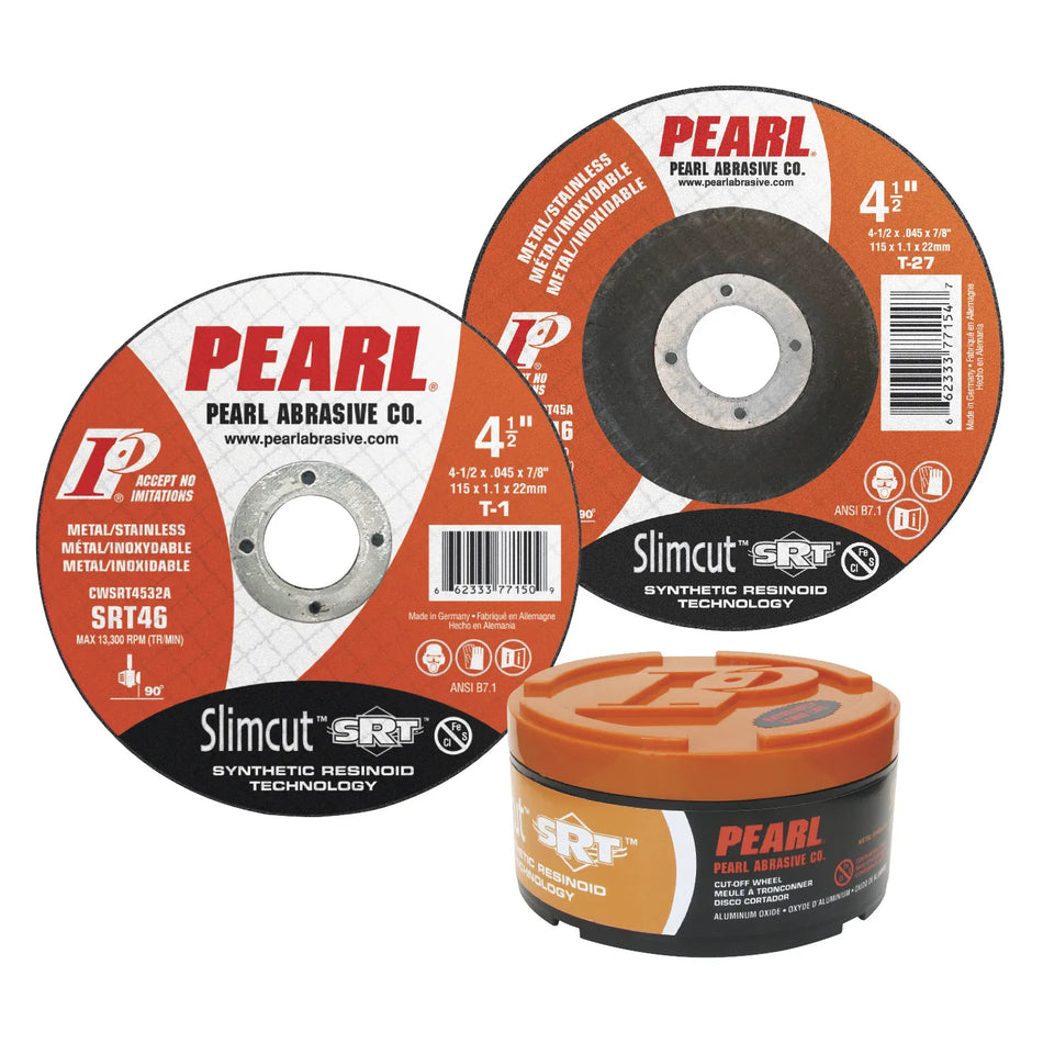 PEARL Abrasives CWSRT4532A, Slimcut™ SRT™ Metal Cutting Disc, 4-1/2 x .045 x 7/8 Type 1 • SRT46 (25/Pack)
