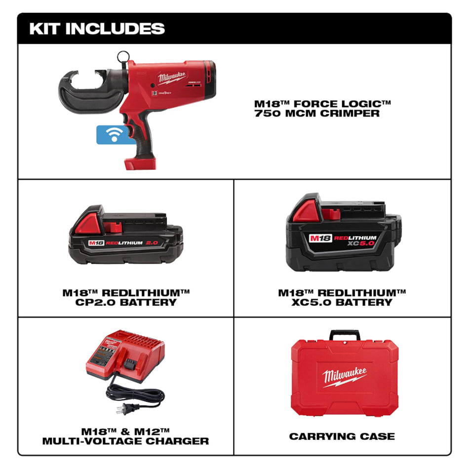 Milwaukee 2779-22, M18 FORCE LOGIC 750 MCM Crimper Kit